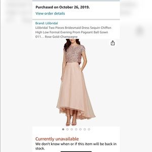 Rose gold/champagne bridesmaid/prom dress